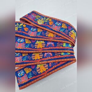RENAISSANCE Odile Bailloeul Owl Jacquard Ribbon 1.5” 2+ Yards RARE OOP